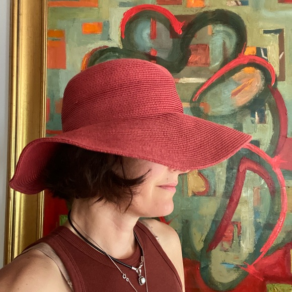 Brooks Brothers Accessories - Brooks Brothers burgundy wine straw hat